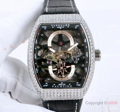 2019 New Franck Muller Vanguard Yachting Anchor Skeleton Watches SS Diamond